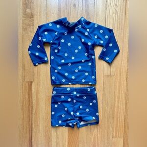 Kids Blue Floral Rashguard Swim Set
